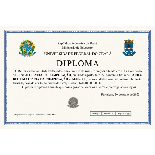 Diploma universitário com Tradução Juramentada oficial para estudos e exterior