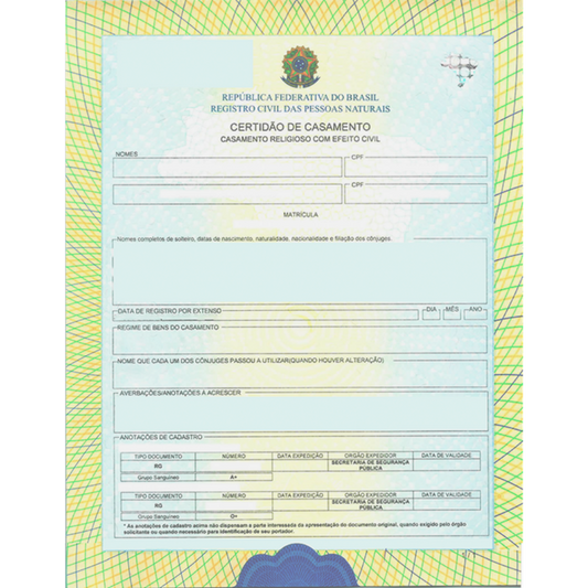Certidão de casamento com Tradução Juramentada oficial para exterior e cidadania