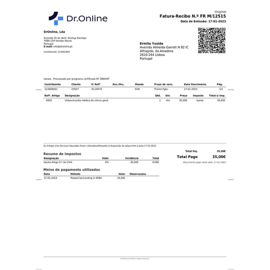 Fatura e documento administrativo com Tradução Juramentada oficial para exterior